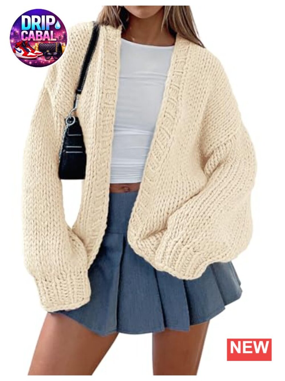 Womens Open Front Chunky Knit Cardigan Sweater Loose Fit Long Sleeve